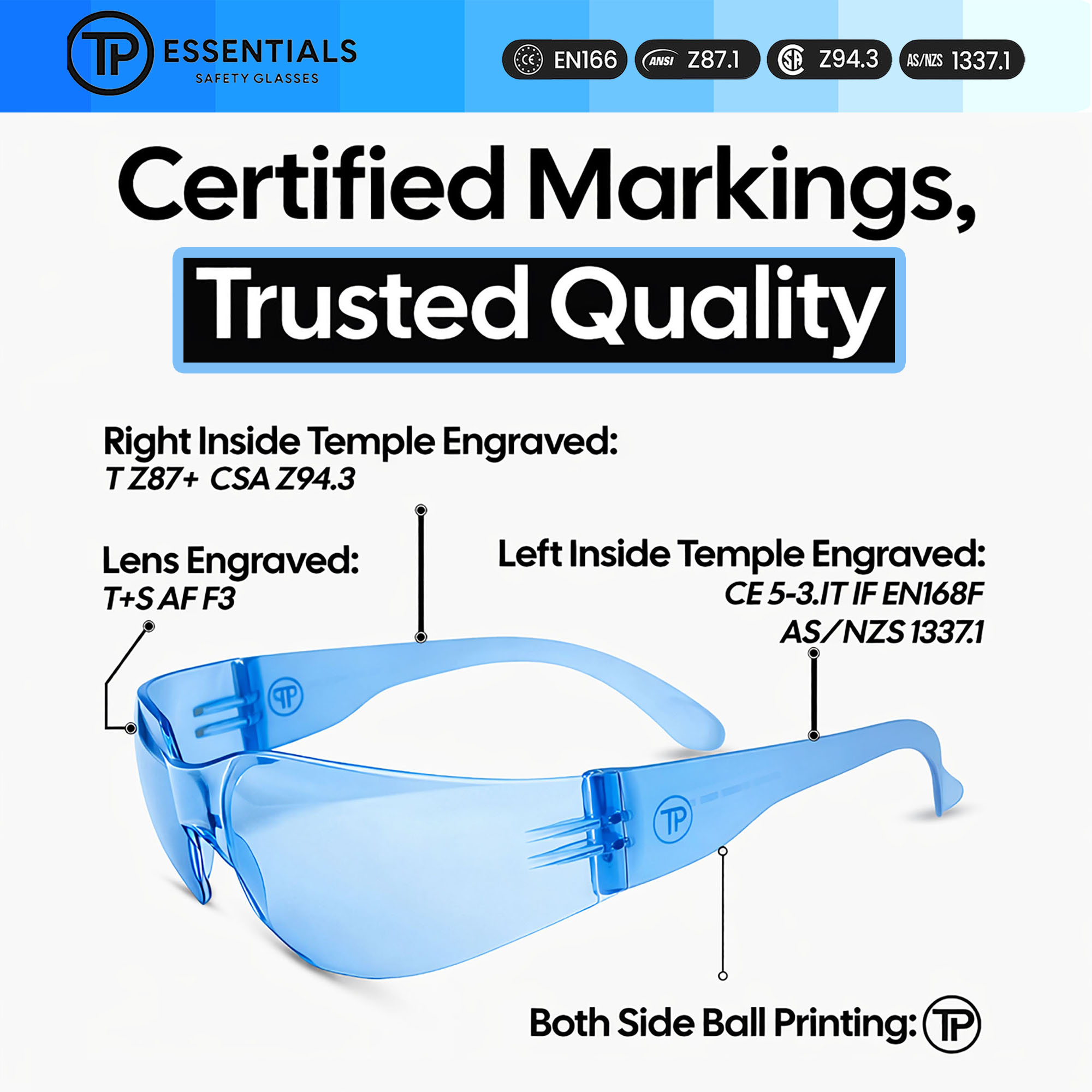 Safety Glasses CSA Z94.3 ANSI Z87.1 CE EN166 AS/NZS 1337.1 Certified – Pack of 14 Anti Fog UV Protection