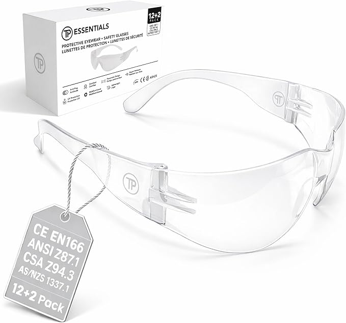 Safety Glasses CSA Z94.3 ANSI Z87.1 CE EN166 AS/NZS 1337.1 Certified – Pack of 14 Anti Fog UV Protection